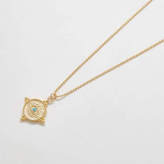 Turquoise Evil Eye Medallion Necklace - Admiral Row