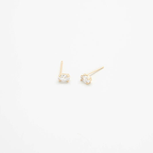 White CZ Oval Stud Earrings - Admiral Row