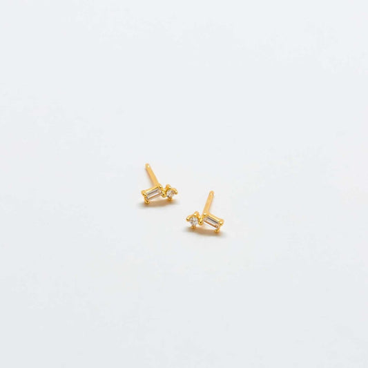 White Geo Baguette Gold Studs - Admiral Row