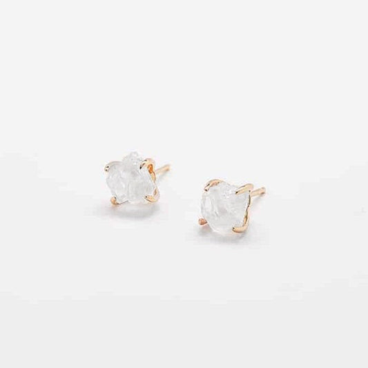 White Quartz Gold Claw Studs - Admiral Row